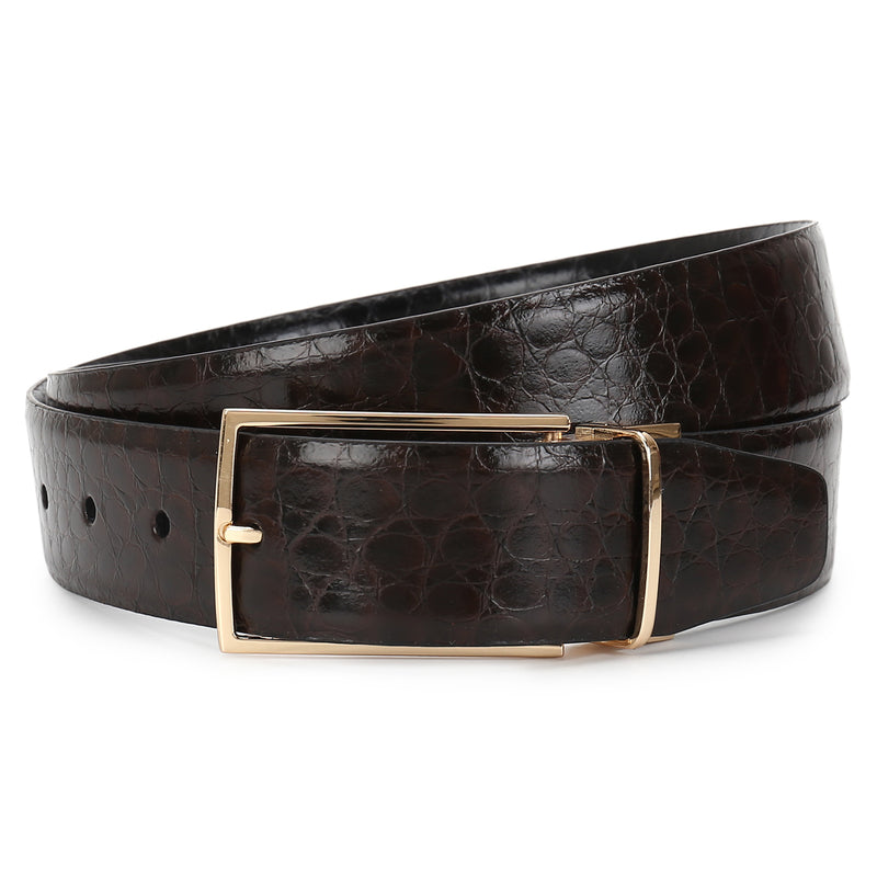 Dandy: Croc textured Brown/Black reversible Belt