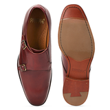 burgundy double monk strap shoes