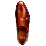 mens brown double monk strap shoes