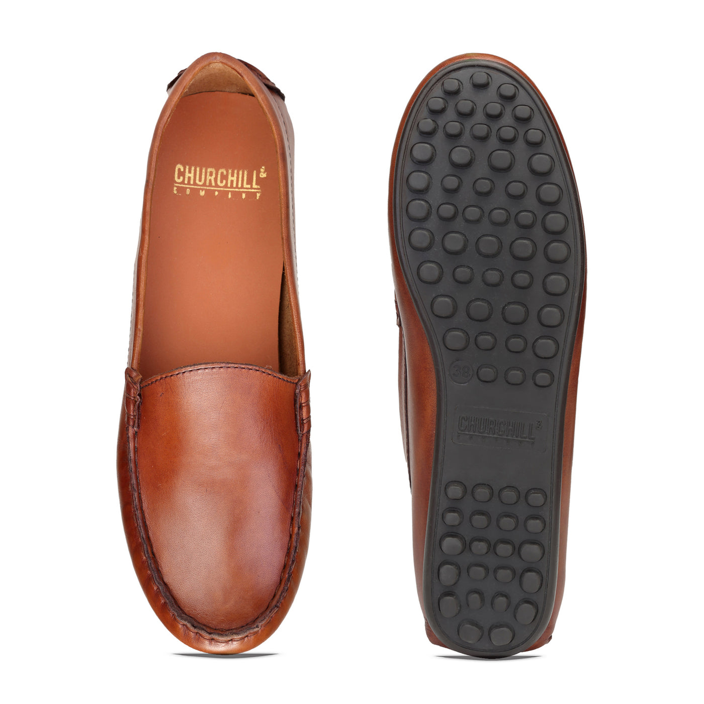 Churchillshoes: Tan Brown Moccasin - Women Leather shoes | Buy