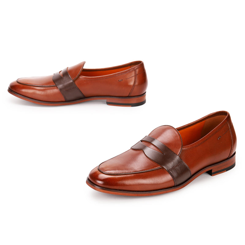 Fred: Tan Saddle Belgian Loafer