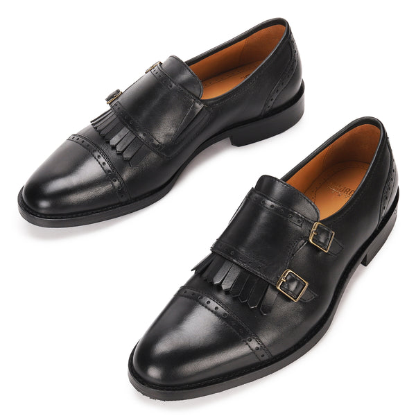 Alston: Black Double Monkstrap