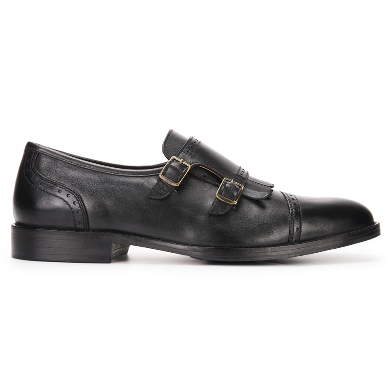 Alston: Black Double Monkstrap