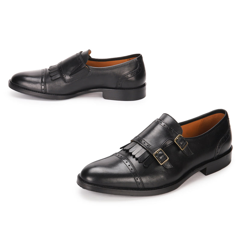 Alston: Black Double Monkstrap