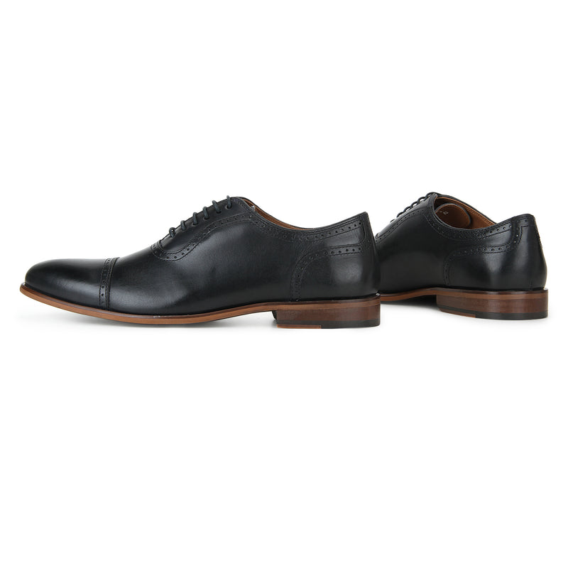 Scott: Navy Blue Toe-Cap Oxford