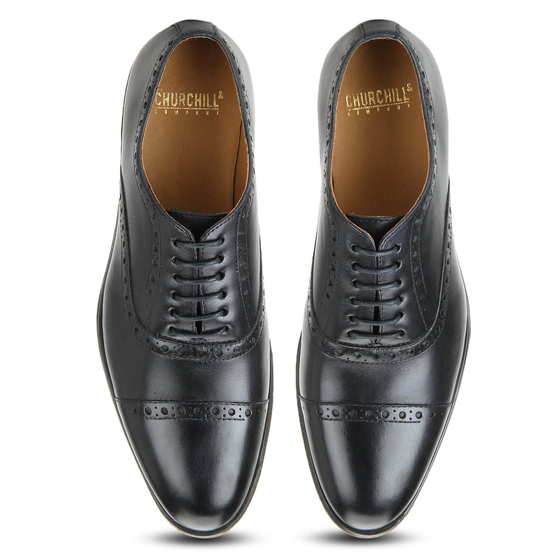 Cooper: Navy Blue Brogue Oxford
