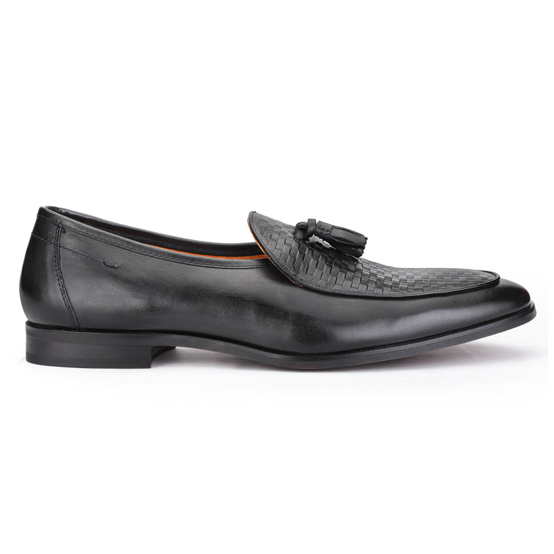 Rob: Black Textured Belgian Loafer