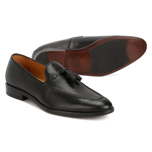 Clover:  Black Tasselled Loafer