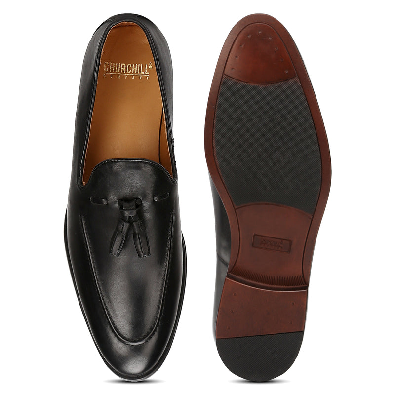 Clover:  Black Tasselled Loafer