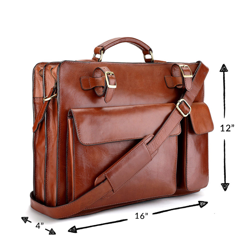 Morgan : Tan Leather Briefcase