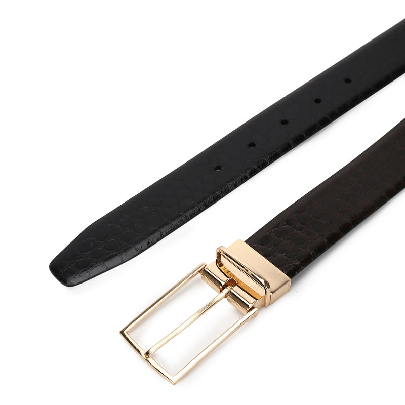 Dandy: Croc textured Brown/Black reversible Belt