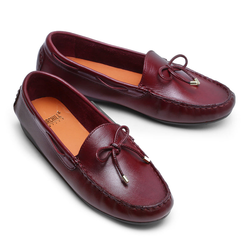 Carrie : Burgundy Women Moccasin