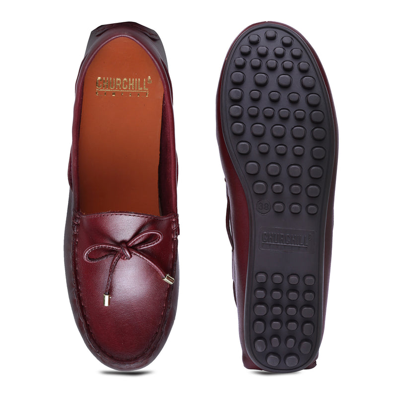 Carrie : Burgundy Women Moccasin