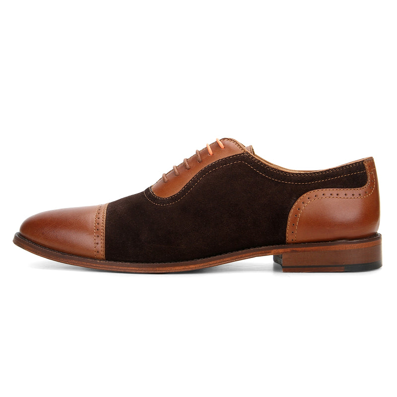 Scott: Tan & Brown Brogue Toe-Cap