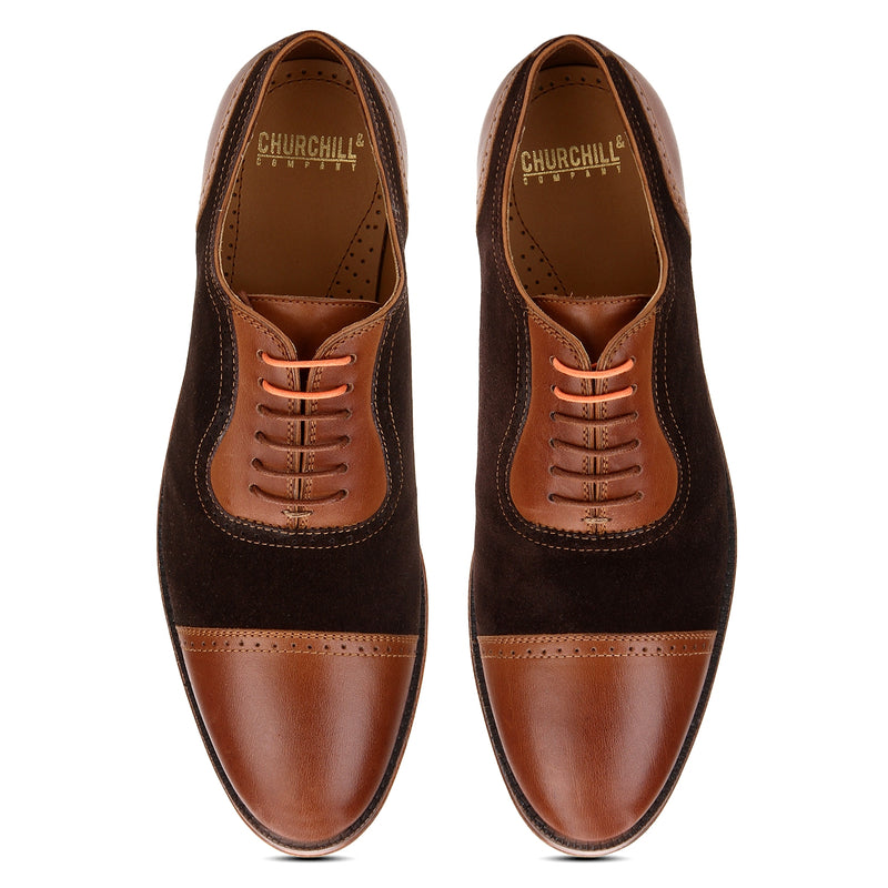 Scott: Tan & Brown Brogue Toe-Cap