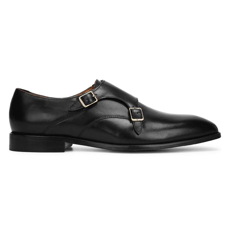 Harper: Black Double Monk Strap