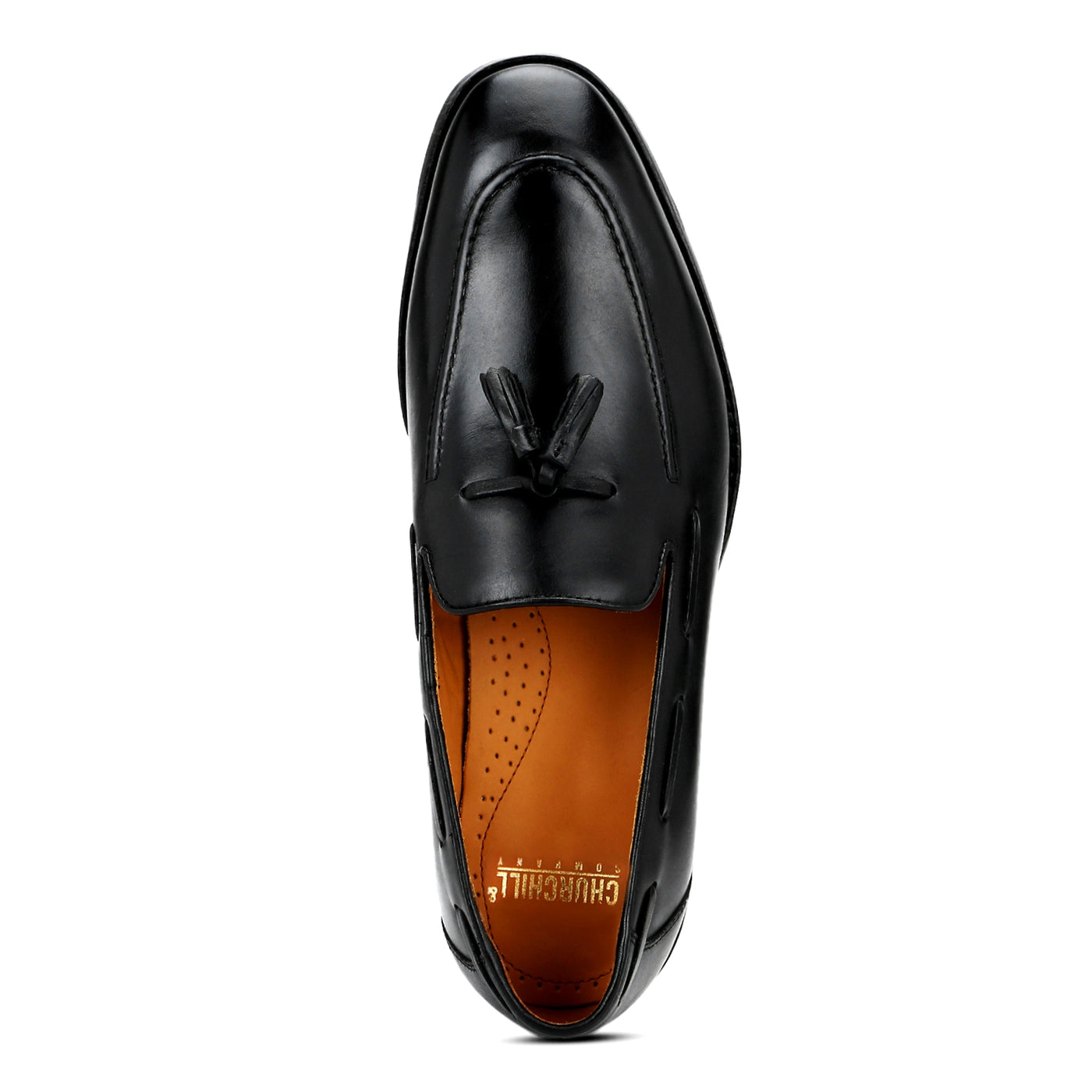 Churchillshoes: Black Tasselled Loafer leather shoes online Men