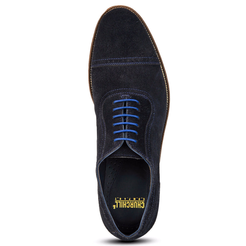 Scott: Navy Blue Suede Toe-Cap