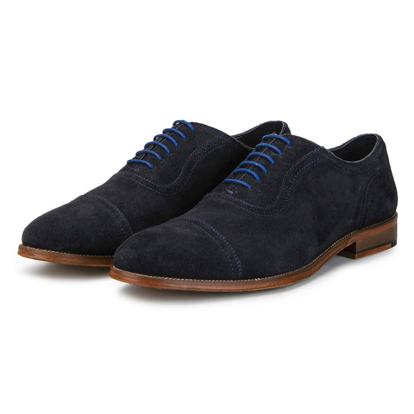 Scott: Navy Blue Suede Toe-Cap