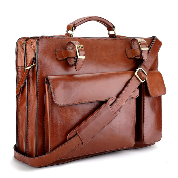 Morgan : Tan Leather Briefcase