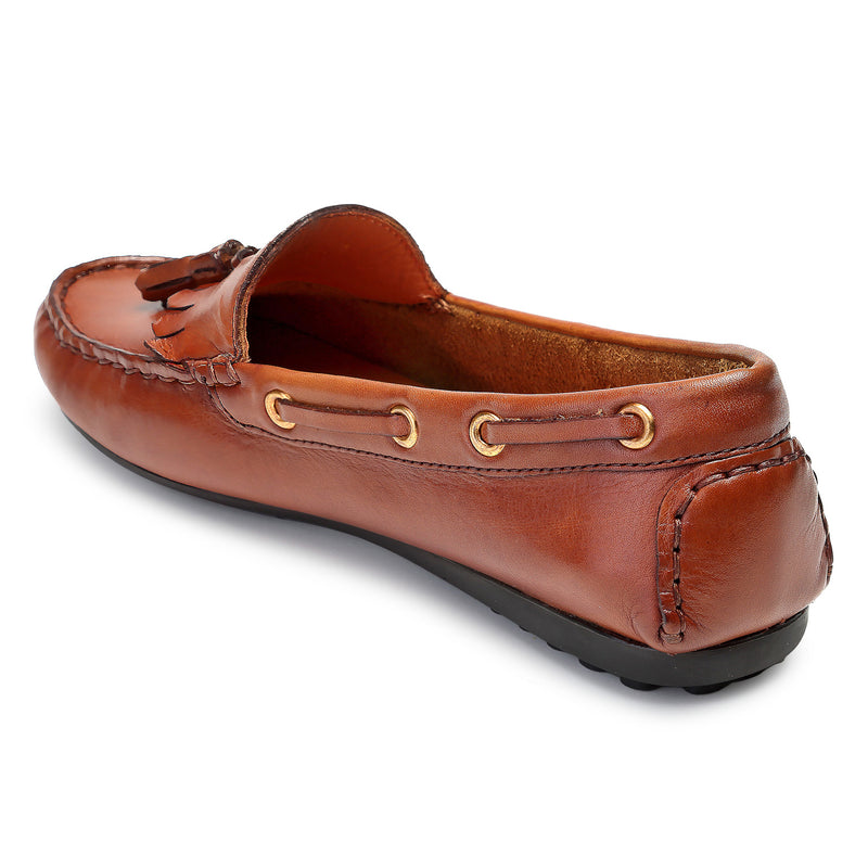 Amy : Tan Tasselled Women Moccasin