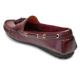 Amy : Burgundy Tasselled Women Moccasin