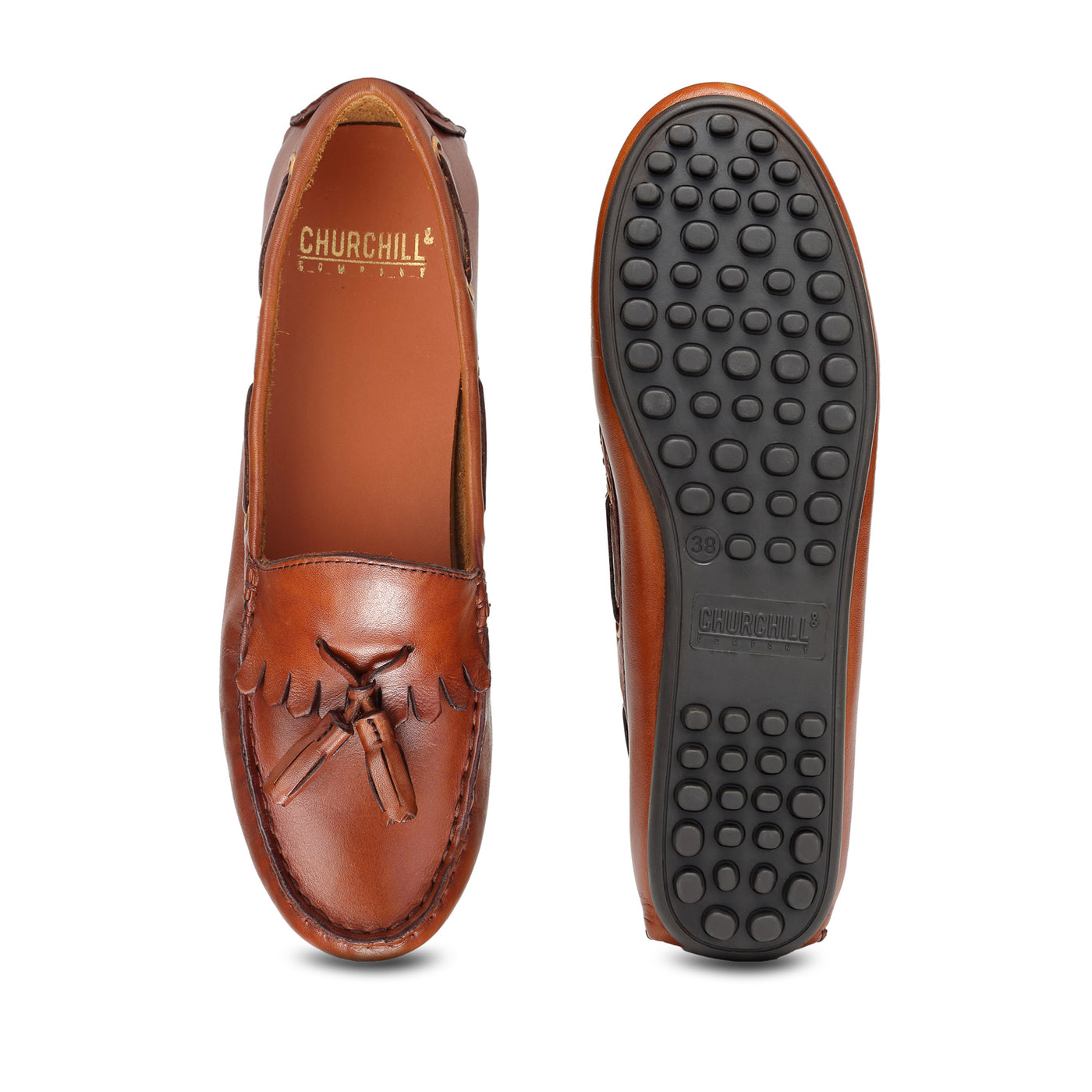Churchillshoes: Tan Brown Moccasin - Women Leather shoes