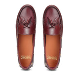 Amy : Burgundy Tasselled Women Moccasin