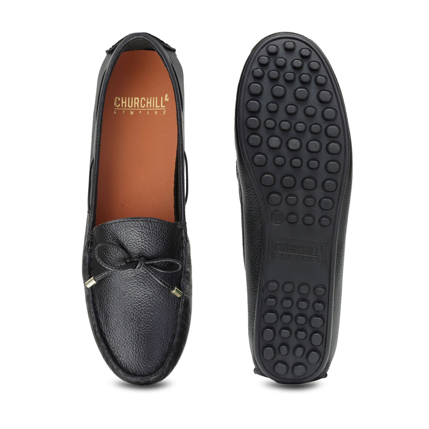 Churchillshoes: Black Moccasin - Women Leather shoes | Buy online