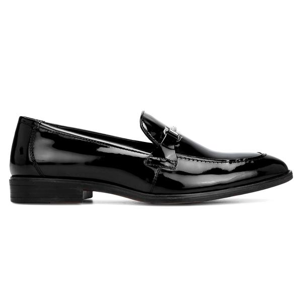 black leather loafer shoes