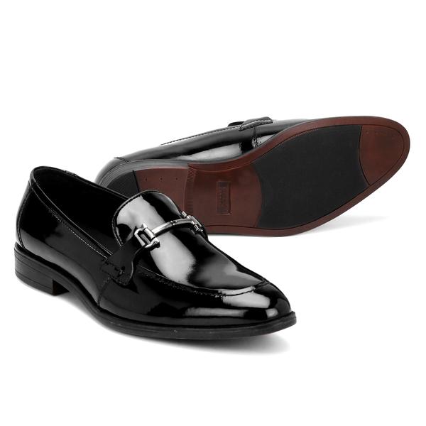 black shining loafers for men