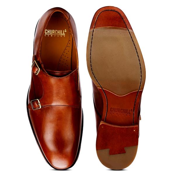 brown double monk strap shoes india