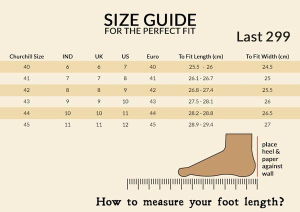 shoes size guide by churchill & Company